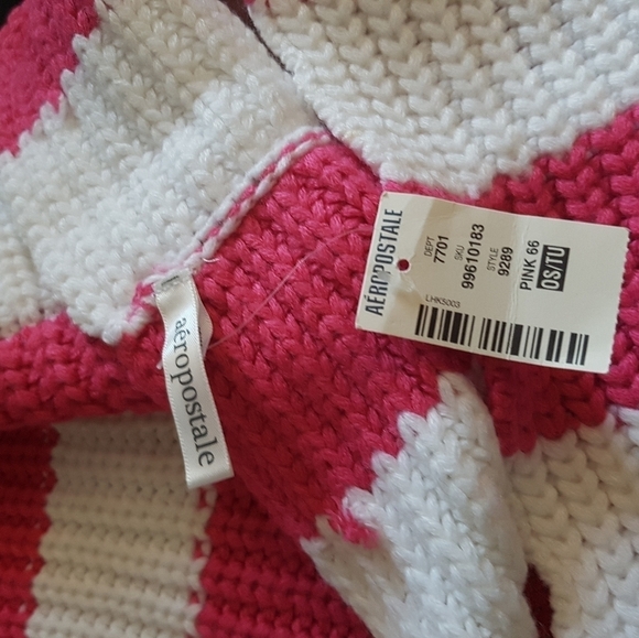 Aeropostale women's pink and white stripe cowl scarf, New - Picture 2 of 3